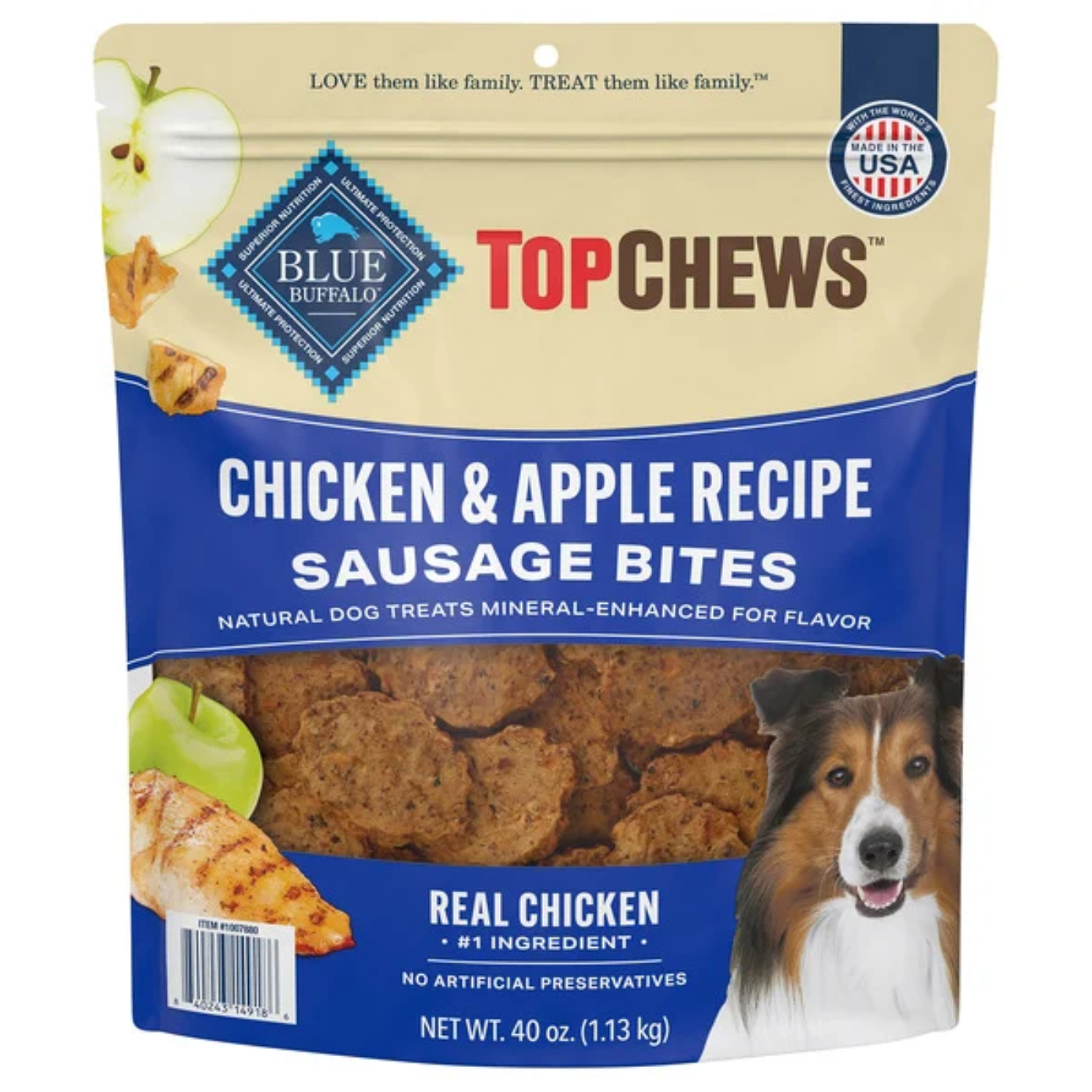 Top Chews Chicken & Apple Sausage Bites, 40 oz
