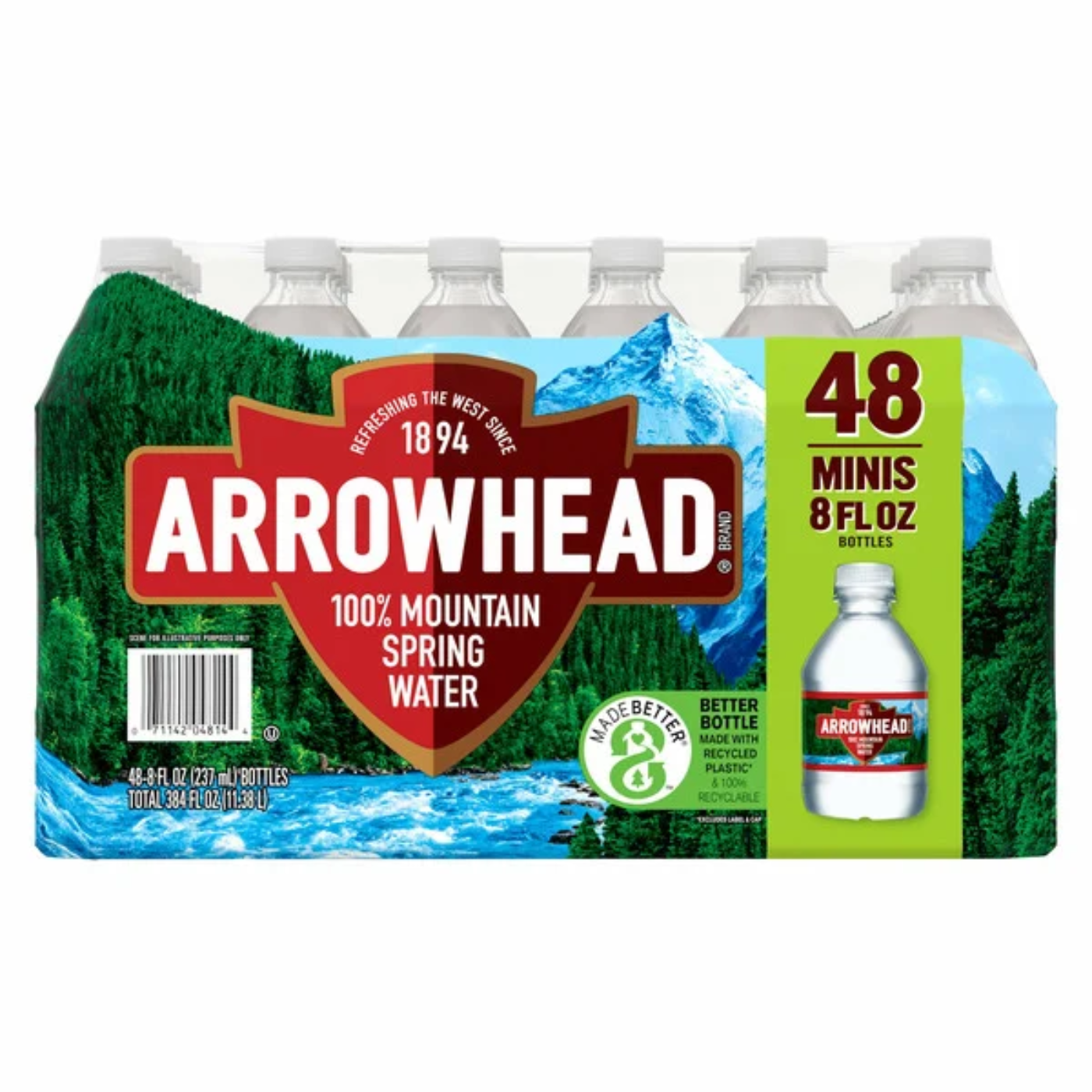 Arrowhead Spring Water Mini, 8 fl oz, 48-count