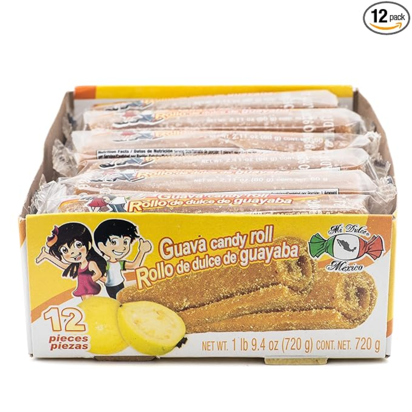 MDM GUAVA CANDY ROLL 12CT 1LB 9.4OZ (720G) ROLLO DE DULCE GUAYABA