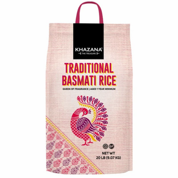 Khazana Traditional Basmati Rice, 20 lbs
