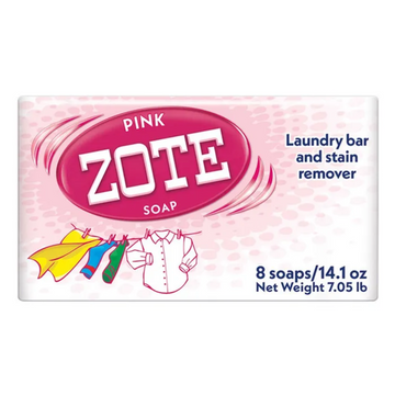 Pink ZOTE Soap, Laundry Bar and Stain Remover, 14.1 oz, 8-count