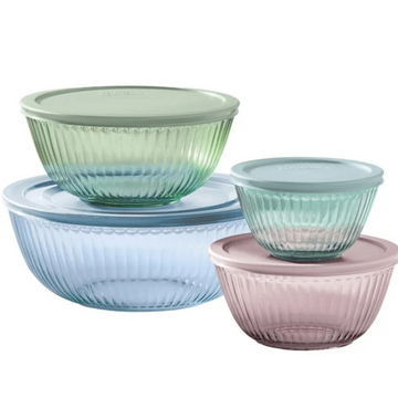 Pyrex 8-piece Tinted Glass Mixing Bowls, Multi