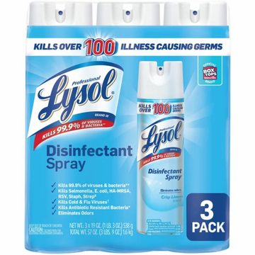 Lysol Disinfectant Spray, Crisp Linen, 19 oz, 3-count