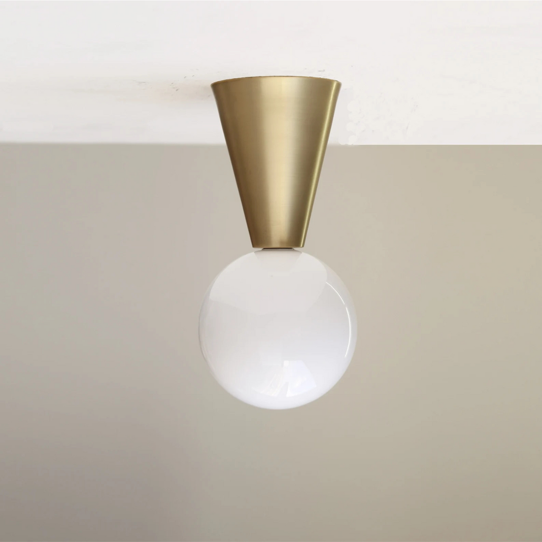 Flush Mount Ceiling Raw Brass Lamp - Handmade Vintage