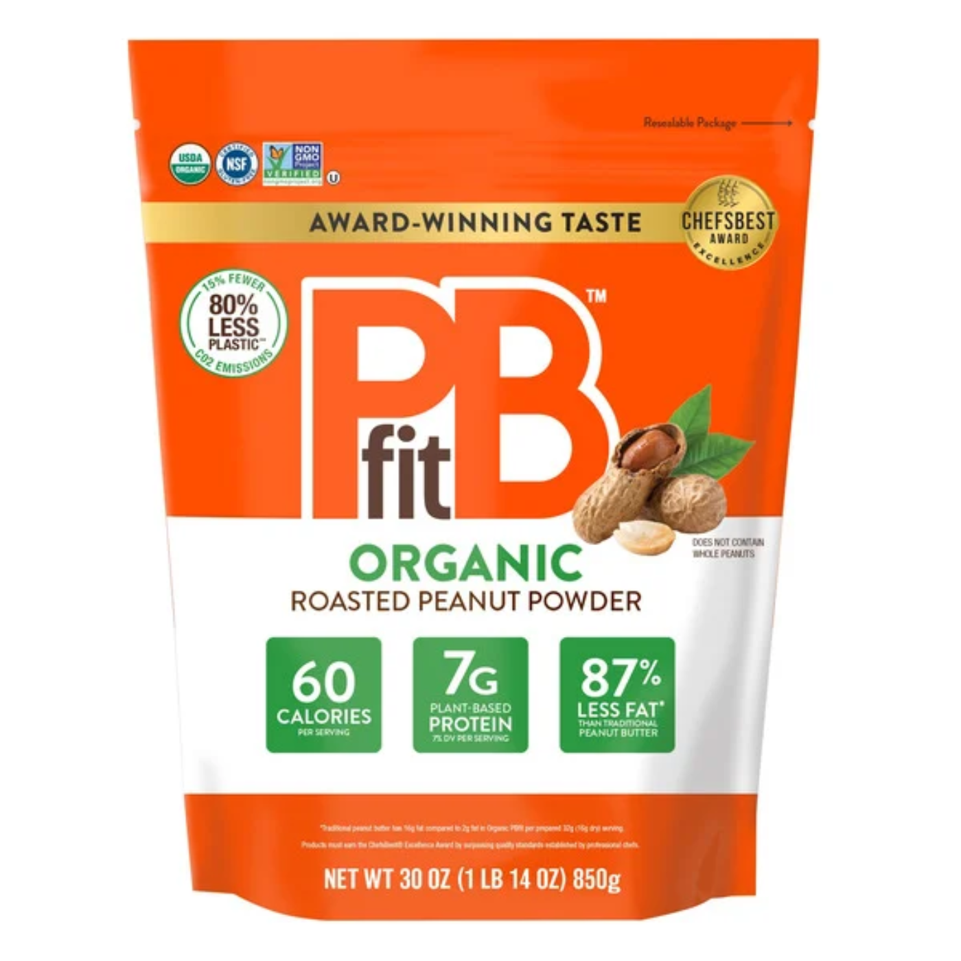 PBfit Organic Peanut Butter Powder, 30 oz