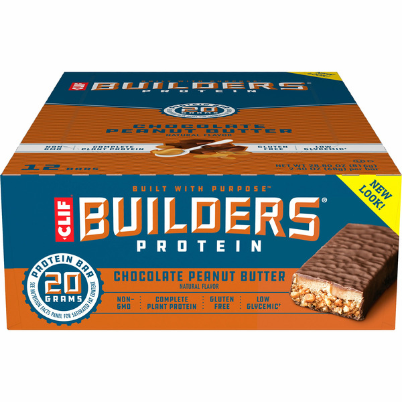 Clif Builder's Bar, Chocolate Peanut Butter, 2.4 oz, 12-count