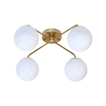 Semi-Flush Mid-Century 4-Light Sputnik Starburst Chandelier – Modern Brass Design