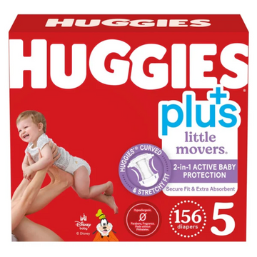 Huggies Plus Diapers Size 5, 156-count