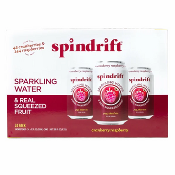 Spindrift Sparkling Cranberry Raspberry, 12 fl oz, 24-count