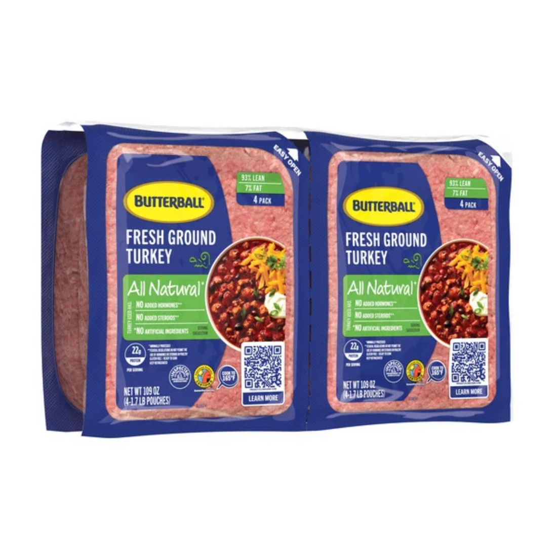 Butterball Ground Turkey 93% Lean 7% Fat, 1.7 lb, 4-count