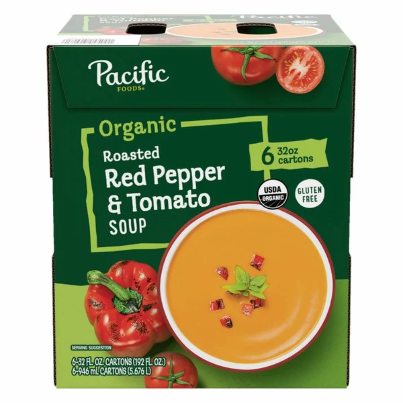 Pacific Foods Organic Red Pepper and Tomato Soup, 32 fl oz, 6-count