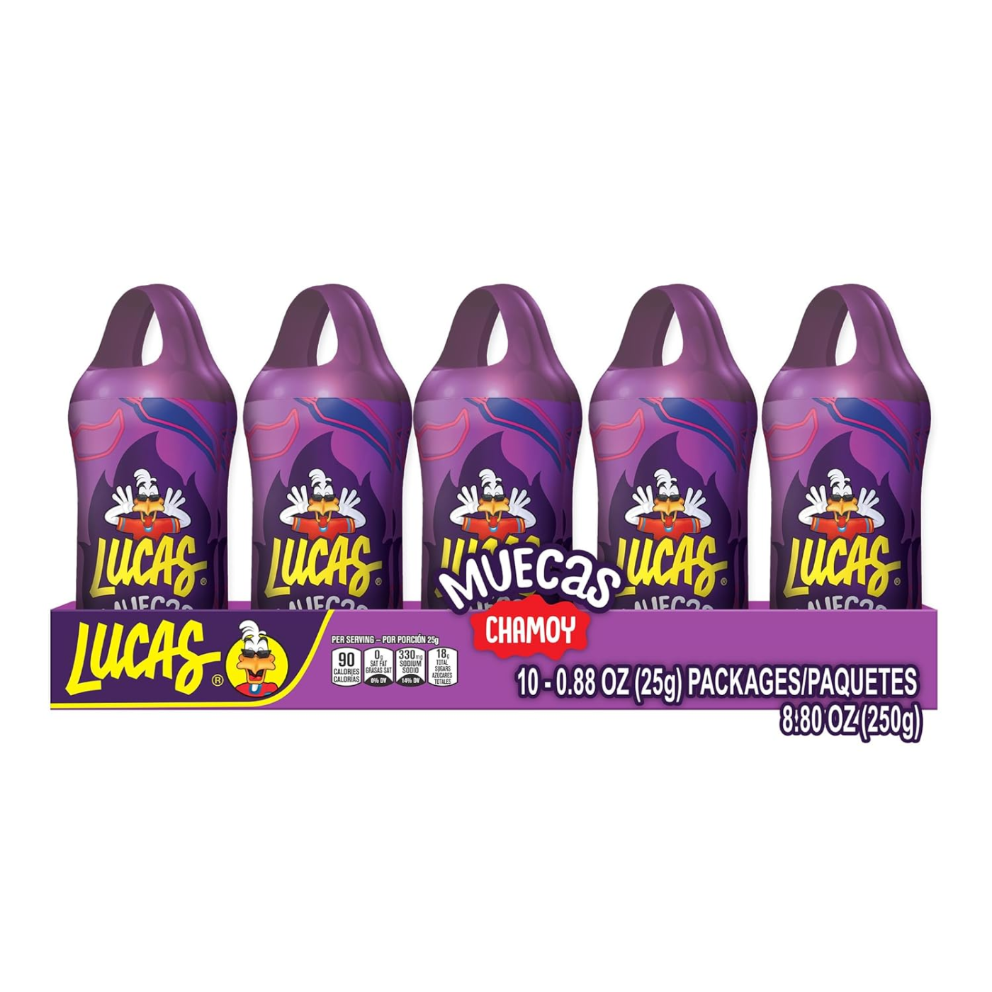 Lucas Muecas Lollipop Chamoy Flavor Candy, 0.96oz - 10 Pieces Pack for Treats, Snack, Parties, Piñatas