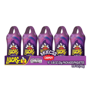 Lucas Muecas Lollipop Chamoy Flavor Candy, 0.96oz - 10 Pieces Pack for Treats, Snack, Parties, Piñatas