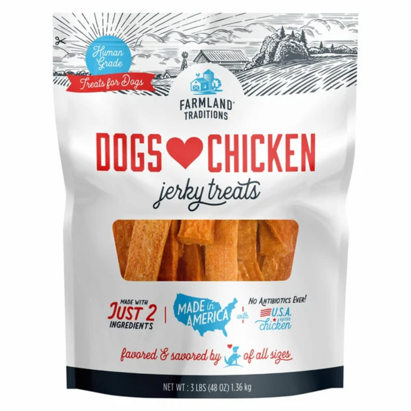 Farmland Traditions Dogs Love Chicken Jerky Treats, 3 lbs
