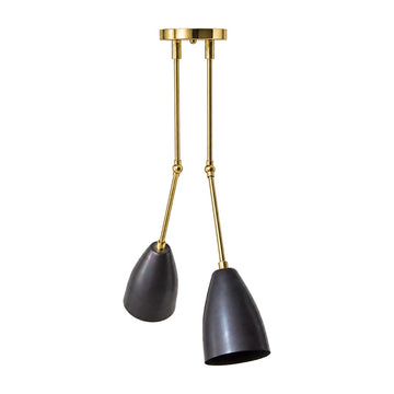 2-Light Brass Sputnik Dining Chandelier in polished brass