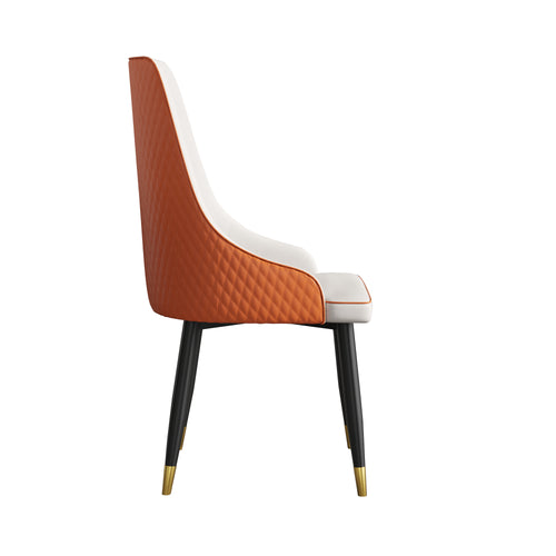 Fiber Leather Chairs with Metal Legs Set of 2