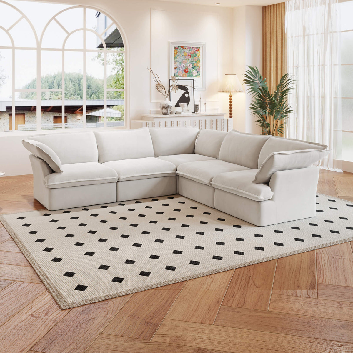 Sky Classic Linen Cloud Sofa, Linen Sectional Sofa Slipcovers - Replacement Covers Only, White