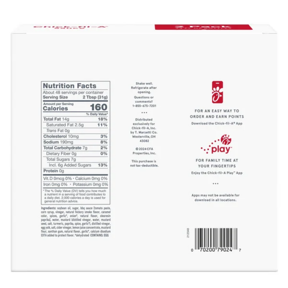 Chick-fil-A Original Chicken Sauce, 24 oz, 2-count