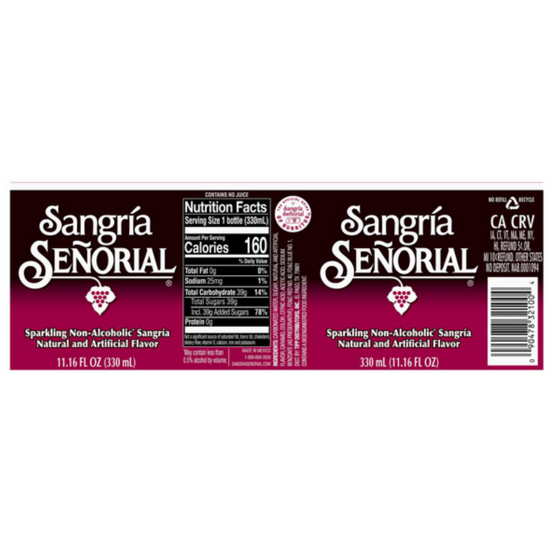 Jarritos Sangria Senorial, 11.16 fl oz, 30-count