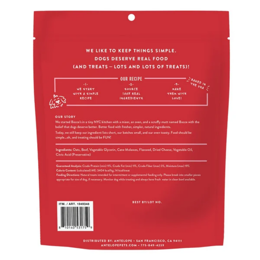 Bocce's Bakery Say Moo Natural Dog Treats, Beef & Cheese, 2 lbs