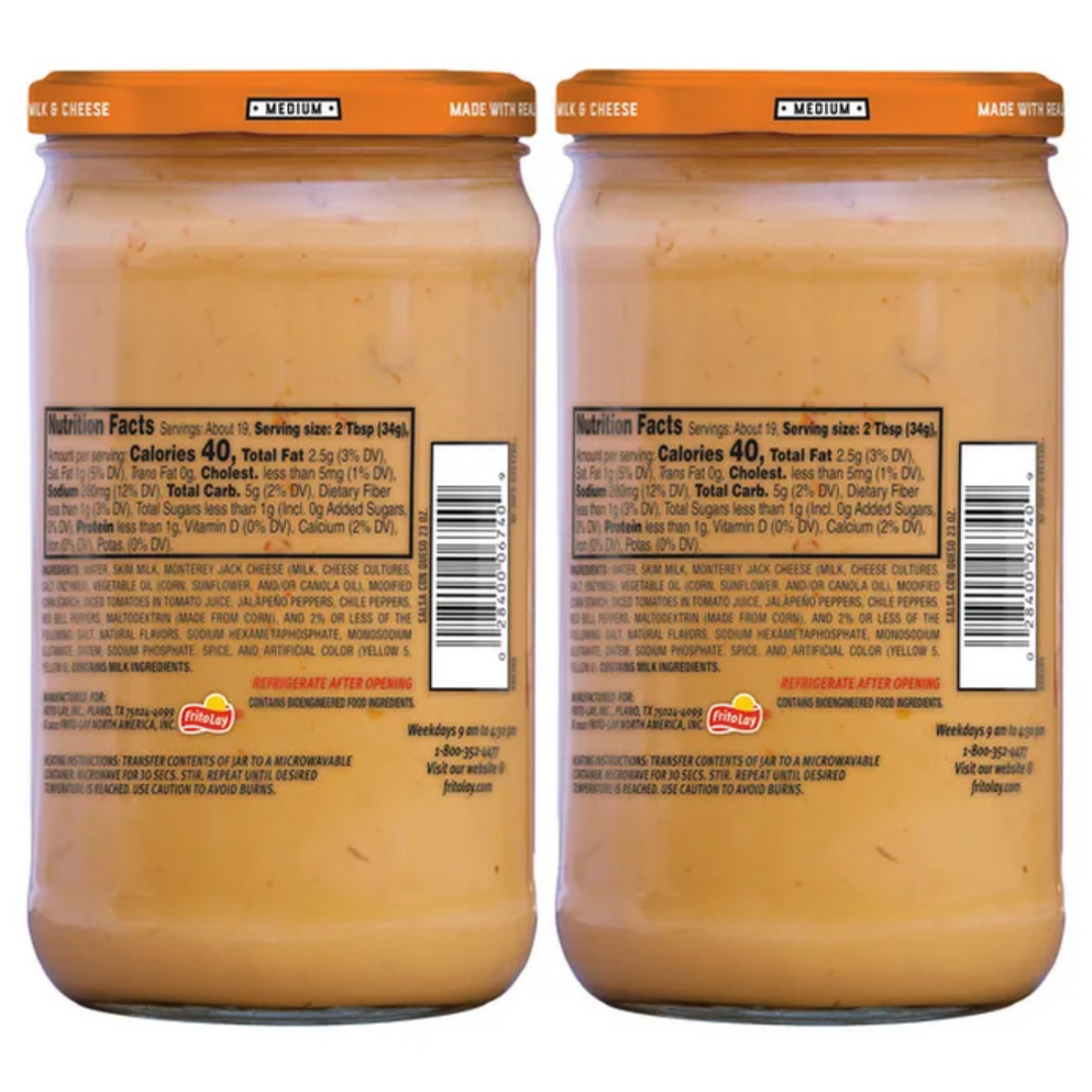 Frito Lay Tostitos Medium Queso Dip 23 oz, 2-count