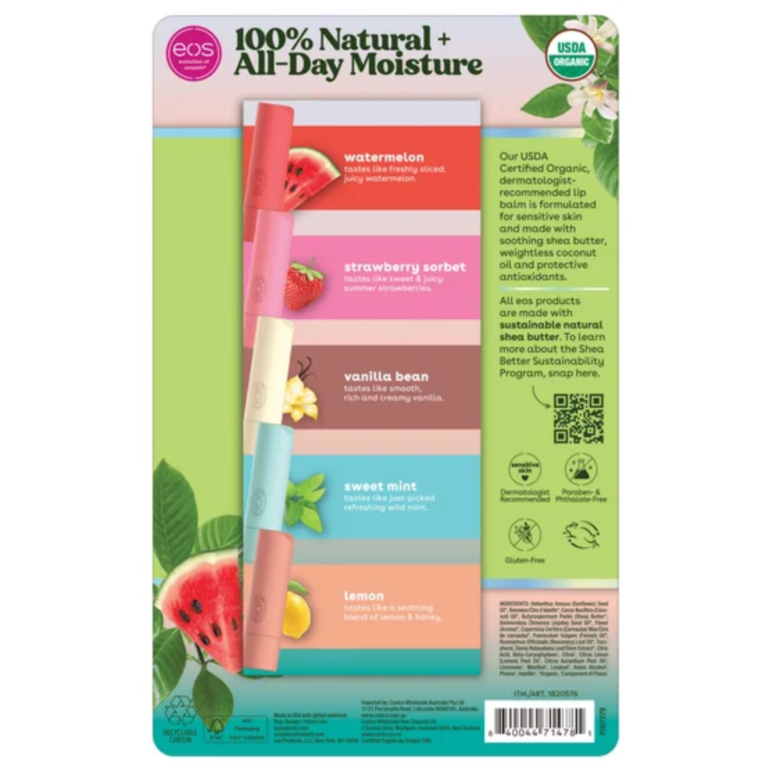 eos Natural USDA Organic Lip Balm, 9 Sticks