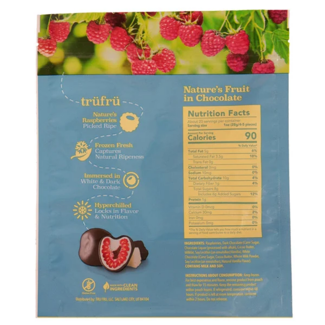 Tru Fru Whole Raspberries, Dark Chocolate, 20 oz