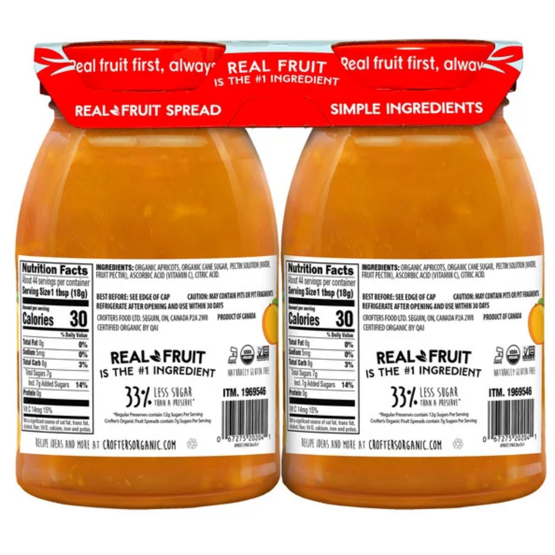 Crofter's Organic Apricot Spread, 28 oz, 2-count