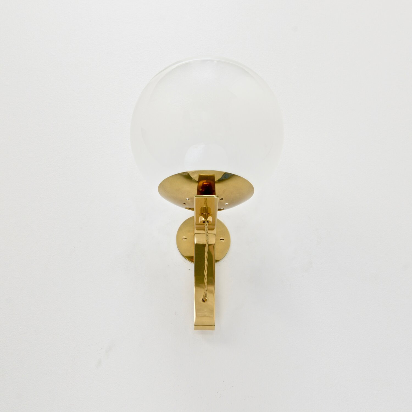 Mid-Century Brass Wall Sconce with Glass Globe