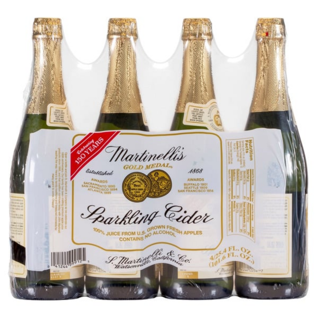 Martinelli's Sparkling Cider, Apple, 25.4 fl oz, 4 count
