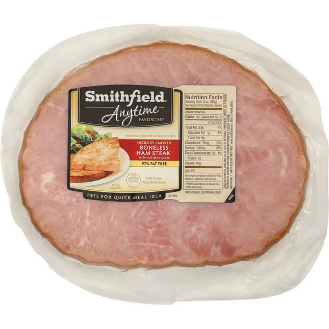 Smithfield Boneless Ham Steaks, Hickory Smoked 3.5Lbs