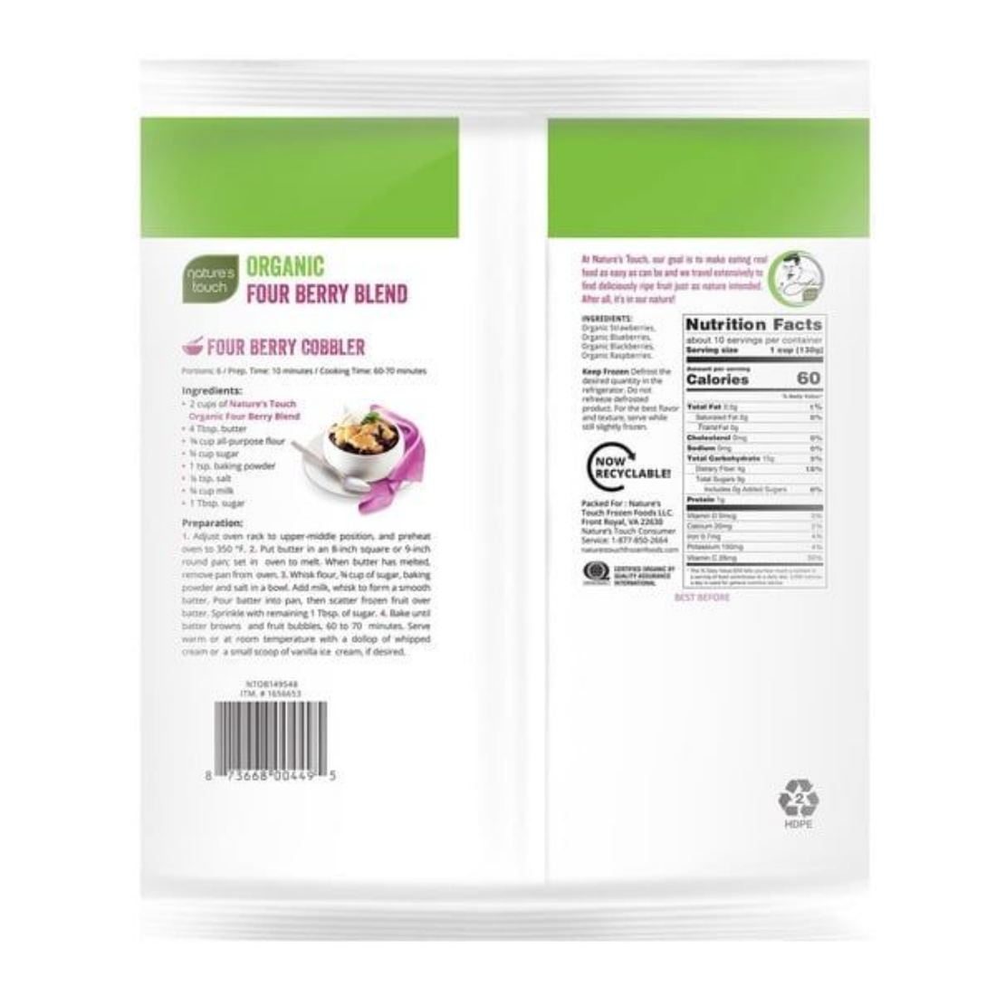 Nature's Touch Organic 4 Berry Blend, 3 lbs