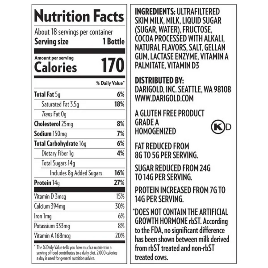 Darigold Fit 2% Chocolate Milk, 8 fl oz, 18-count