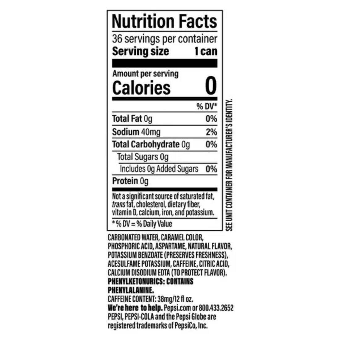 Pepsi Zero Sugar, 12 fl oz, 36-count