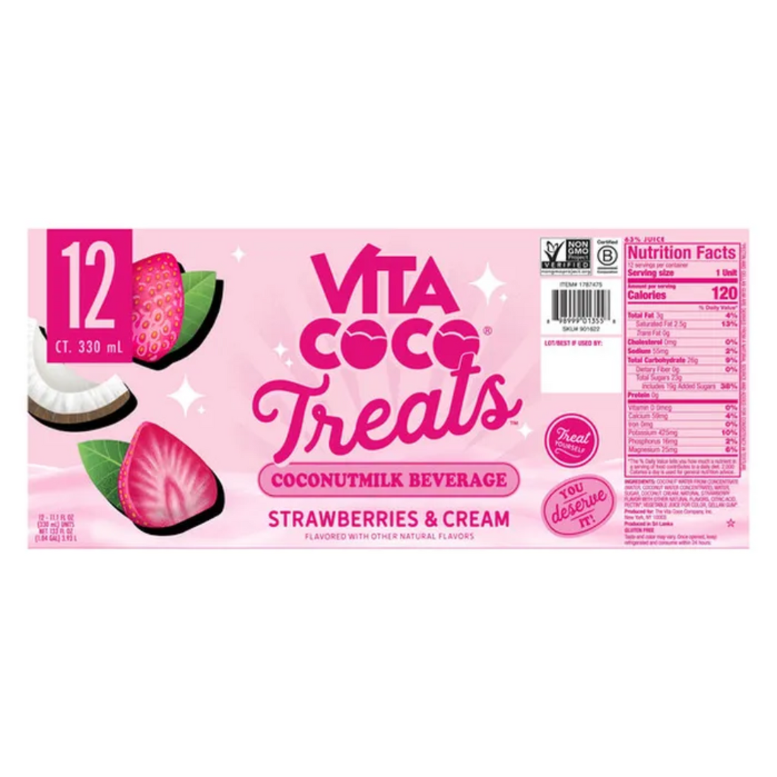 Vita Coco Strawberries & Cream, 11.1 fl oz, 12-count