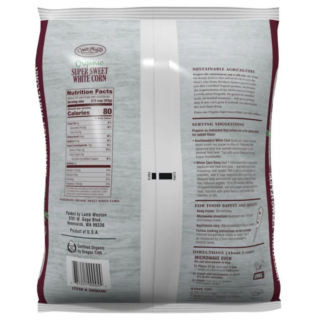 Watts Brothers Farms Organic Sweet White Corn, 5 lbs