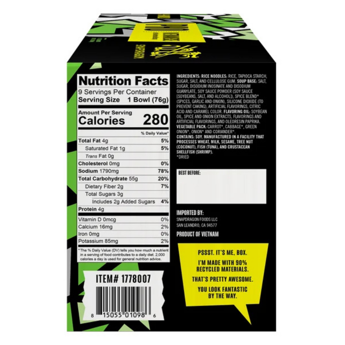 Snapdragon Vietnamese Pho, Beef, 2.7 oz, 9-count