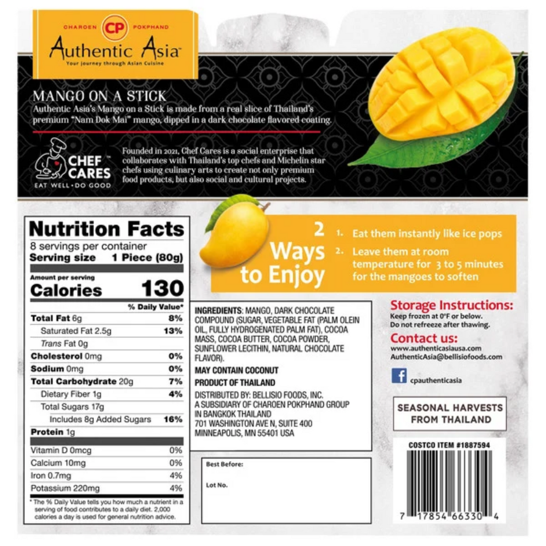 Authentic Asia Chocolate Dipped Mango, 22.4 oz, 8-count