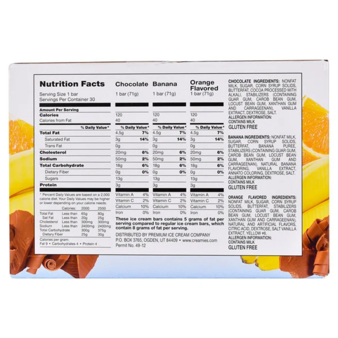 The Original Creamies Reduced Fat Ice Cream Bar, Variety Pack, 2.25 fl oz, 30-count