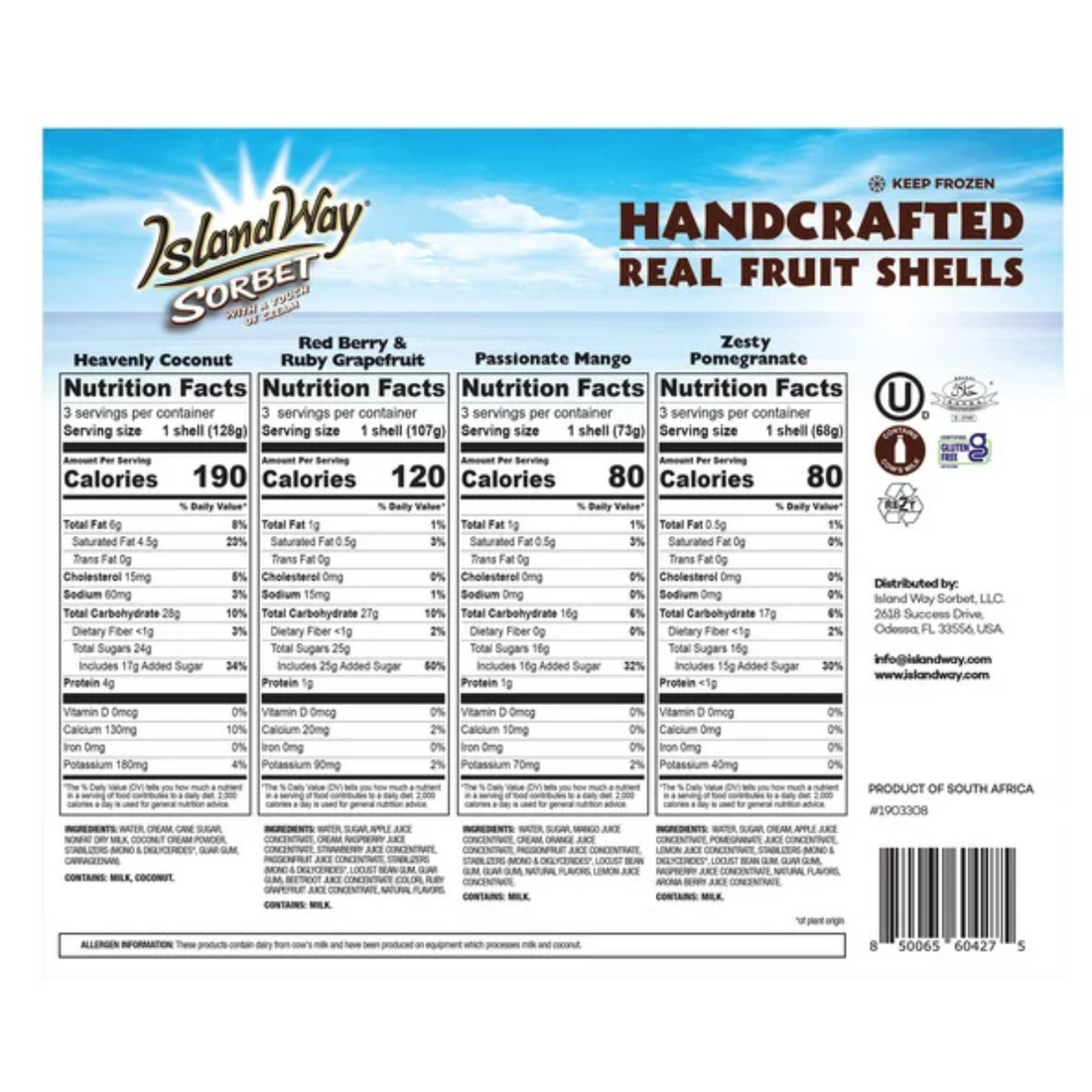 Island Way Sorbet Assortment, 12-pack