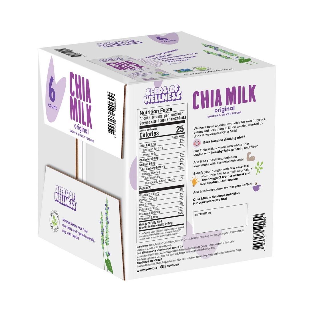 SOW Seeds of Wellness Chia Milk 32 fl oz, 6-Counts