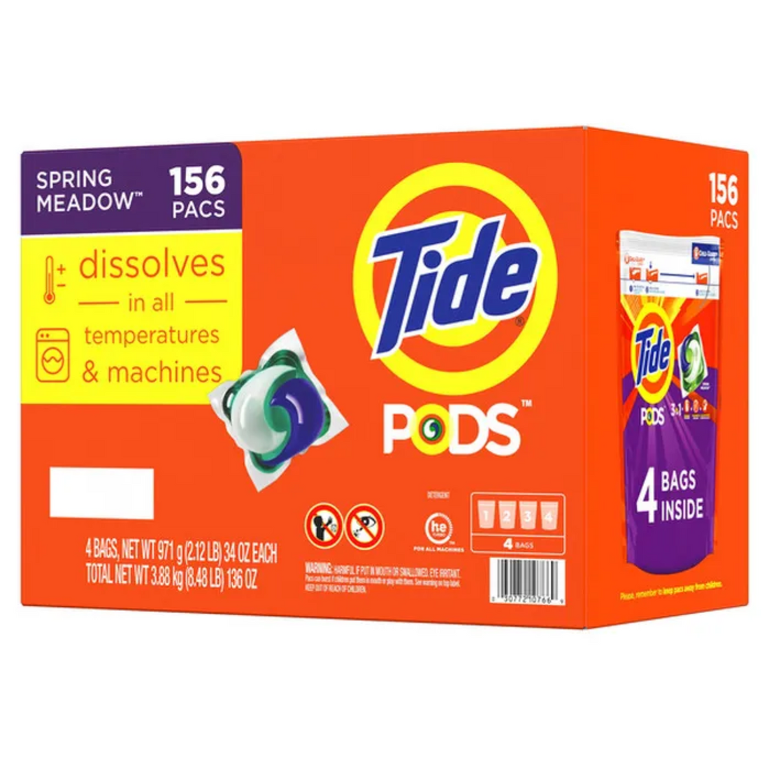Tide Pods HE Laundry Detergent Pods, Spring Meadow, 156-count
