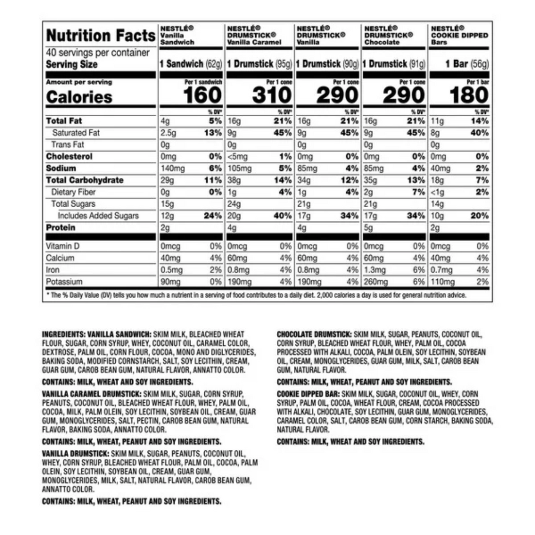 Nestle Ice Cream, Variety Pack, 40-count