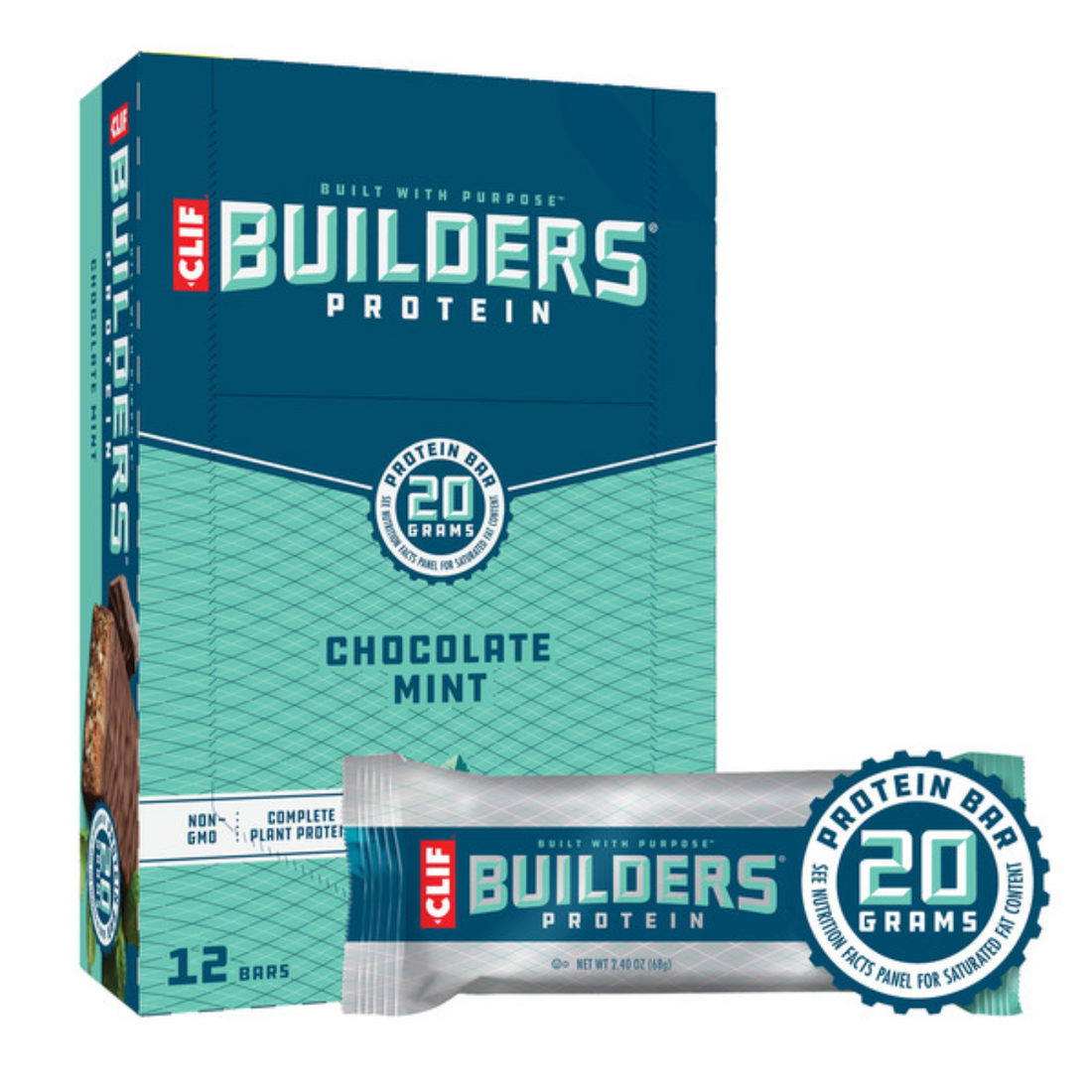 Clif Builder's Chocolate Mint Bar, 2.4 oz, 12-count
