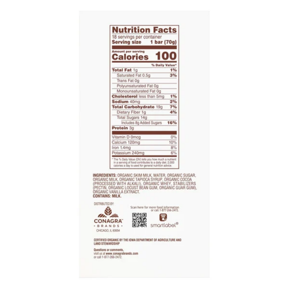 Healthy Choice Organic Fudge Bars, 3 fl oz, 18-count