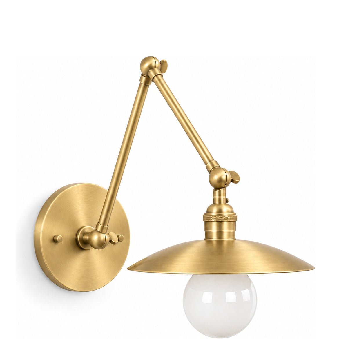 3-Brass Swivel Wall Light with 8" Dome Shade in brushed brass