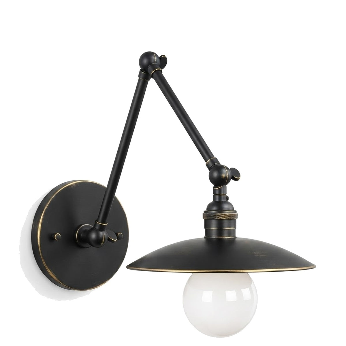 3-Brass Swivel Wall Light with 8" Dome Shade in antique black