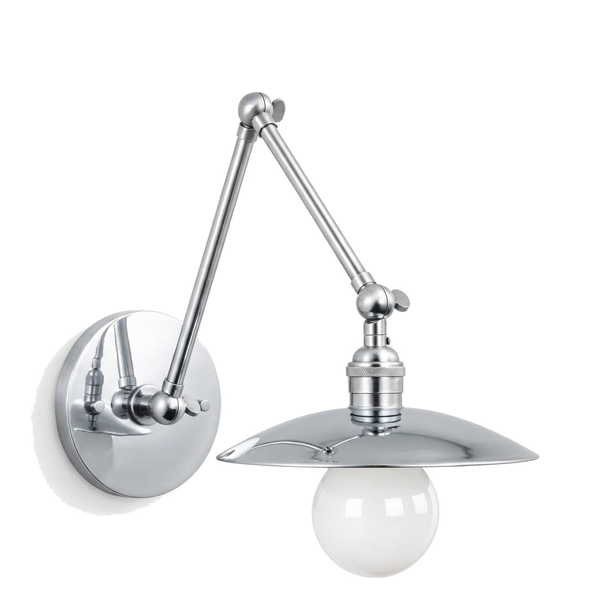 3-Brass Swivel Wall Light with 8" Dome Shade in polished chrome