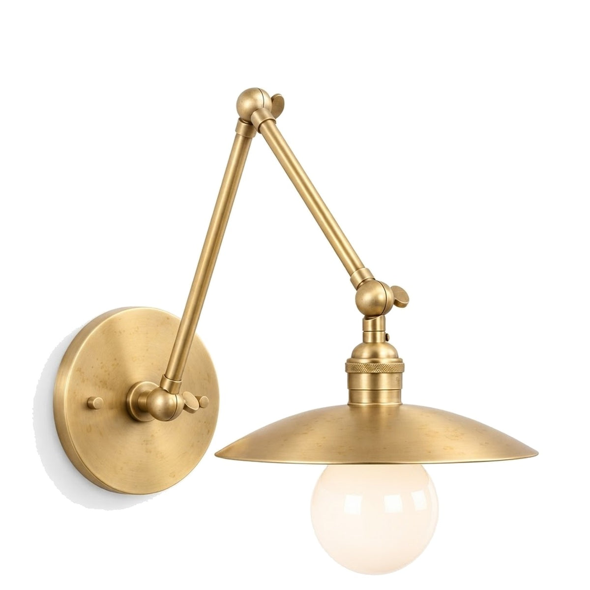 3-Brass Swivel Wall Light with 8" Dome Shade in raw brass