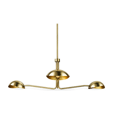 3-Light Brass Sputnik Vintage Round Spider Dome Chandelier Fixture in polished brass